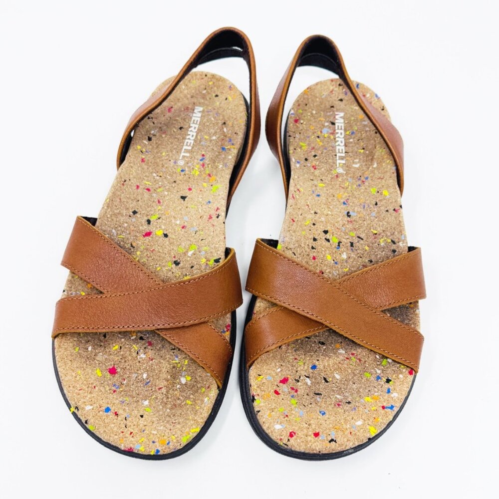 Merrell Womens Brown Leather Slip on Sandal  Size 7